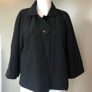 First Option cape like black jacket funky lining